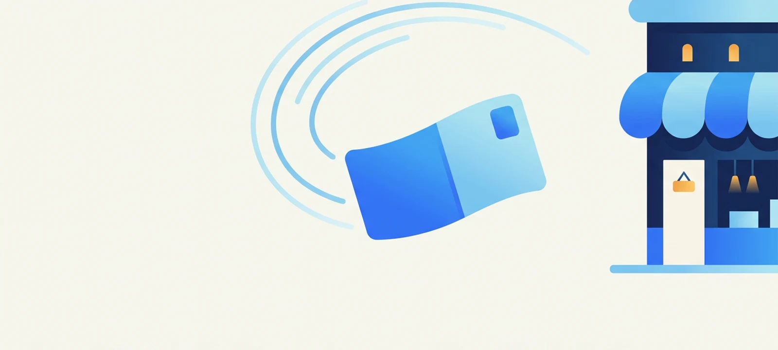 Win-back postcard automation for Shopify: a postcard curving back like a boomerang to an online store, showing a lapsed customer returning